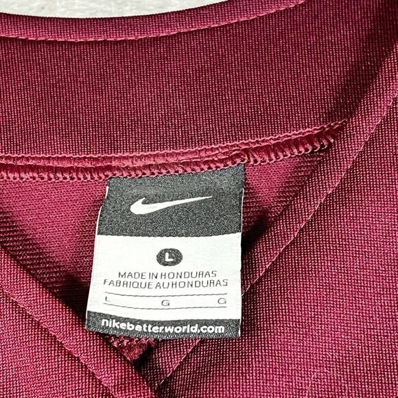 Nike Jersey Mens Large Maroon White Short Sleeve Baseball Button Up Logo Jersey - Picture 9 of 12